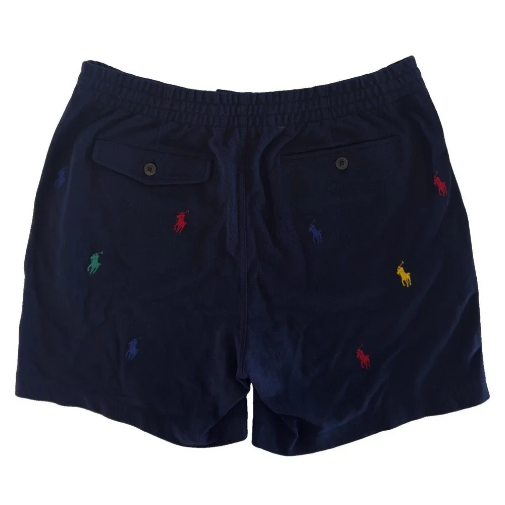 New Polo Ralph Lauren Multi Pony Cotton Sweat Shorts - Navy